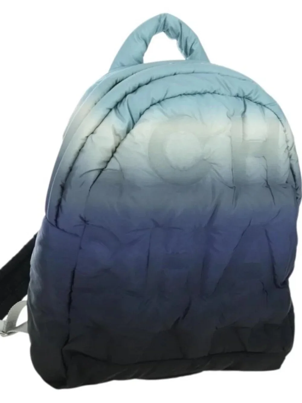 CHANEL Doudone Backpack Nylon Blue Silver CC Auth mr2366SAM